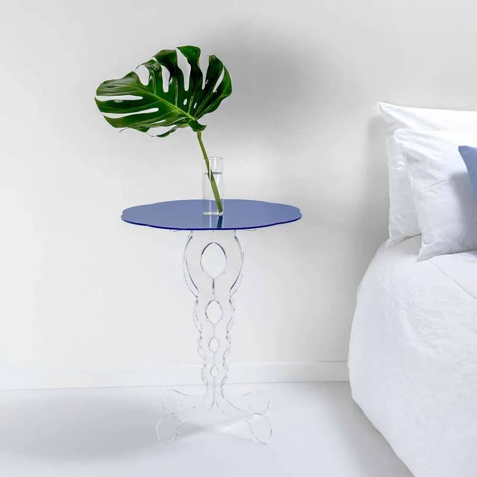 Blauwe ronde tafel diameter 50 cm Janis modern design, made in Italy Viadurini