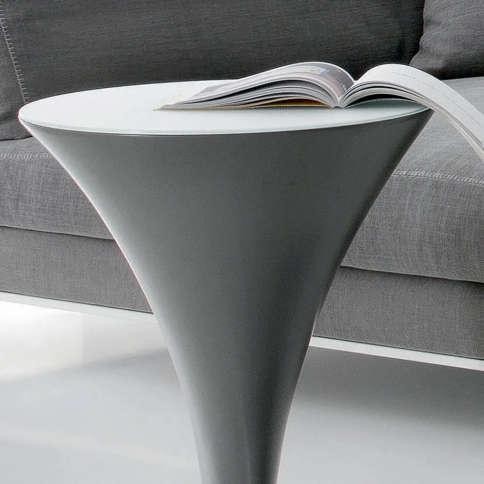 Ronde salontafel Bootvorm in metaal en geëtst glas - Boarding Viadurini