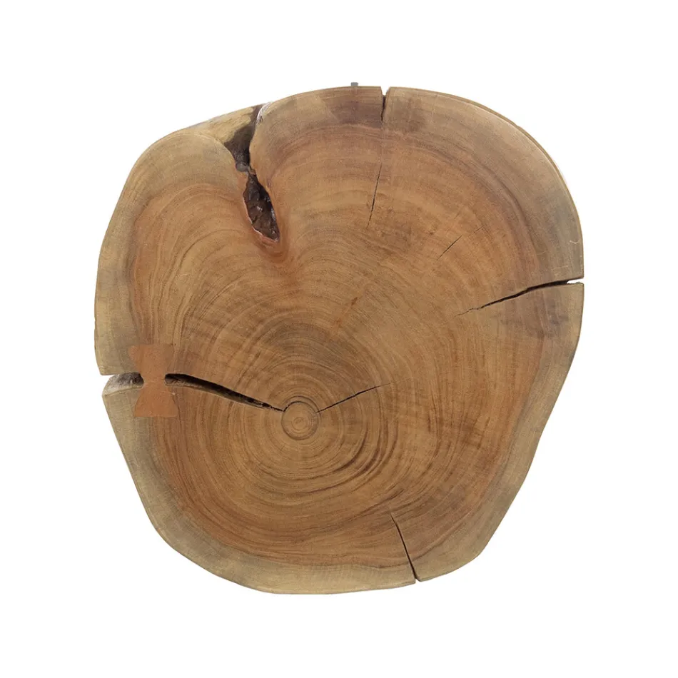 Ronde salontafel in stam van hout en staal Homemotion - Tancredi Viadurini