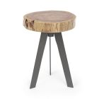 Ronde salontafel in stam van hout en staal Homemotion - Tancredi Viadurini