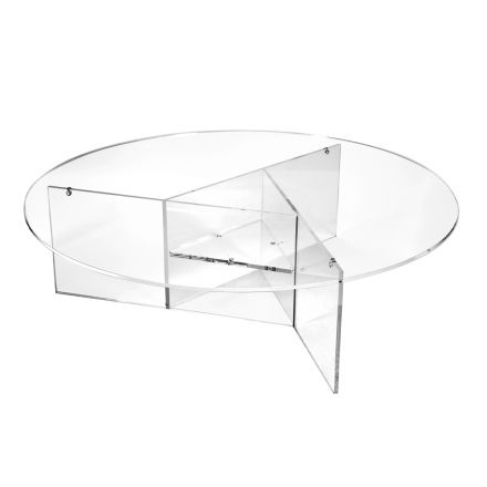 Ronde salontafel voor woonkamer in transparant plexiglas - Dazeglio Viadurini