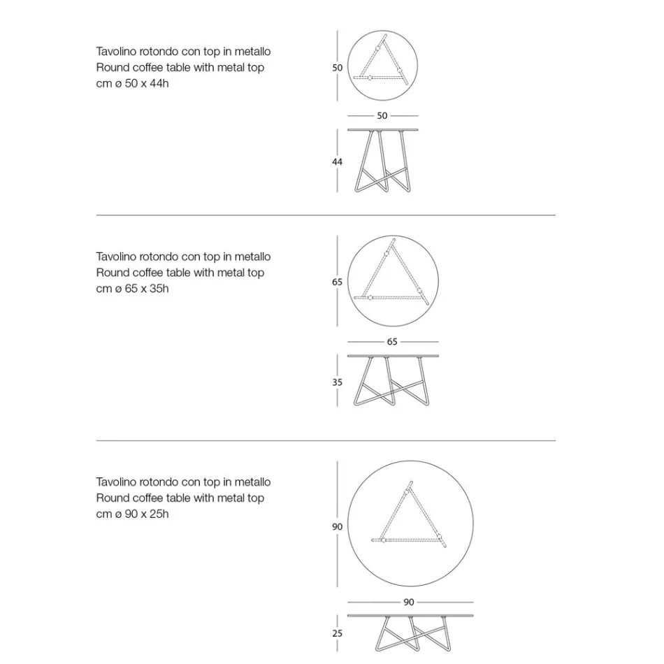 Ronde metalen tuinsalontafel in verschillende kleuren en 3 maten - Magali Viadurini