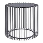 Ronde salontafel in gelakt staal en gehard glas - Apuleio Viadurini