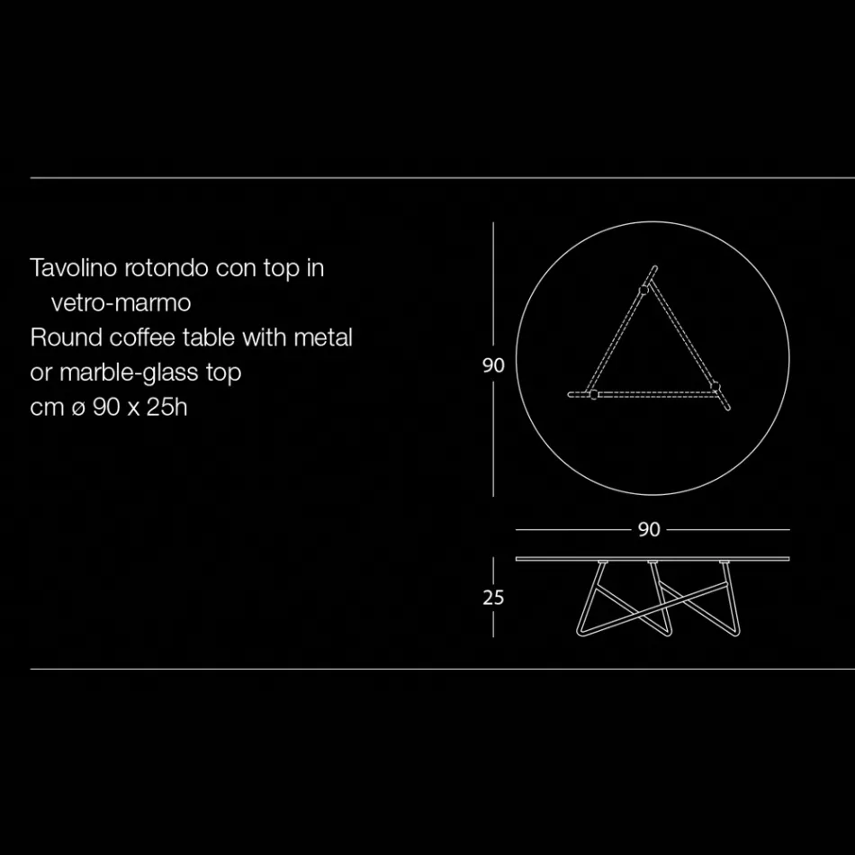 Ronde salontafel in de woonkamer in luxe metaal en glas met marmereffect - Magali Viadurini