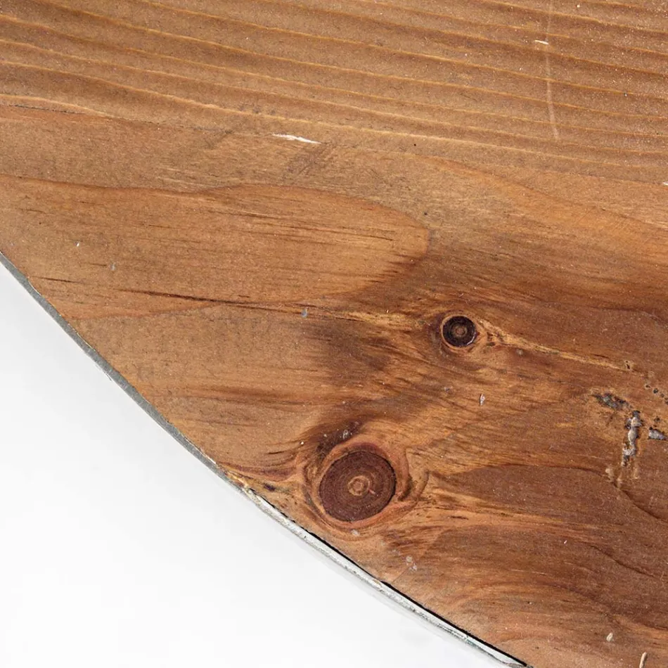 Ronde salontafel in wit of grijs gerecycled hout en staal - Genoveffa Viadurini