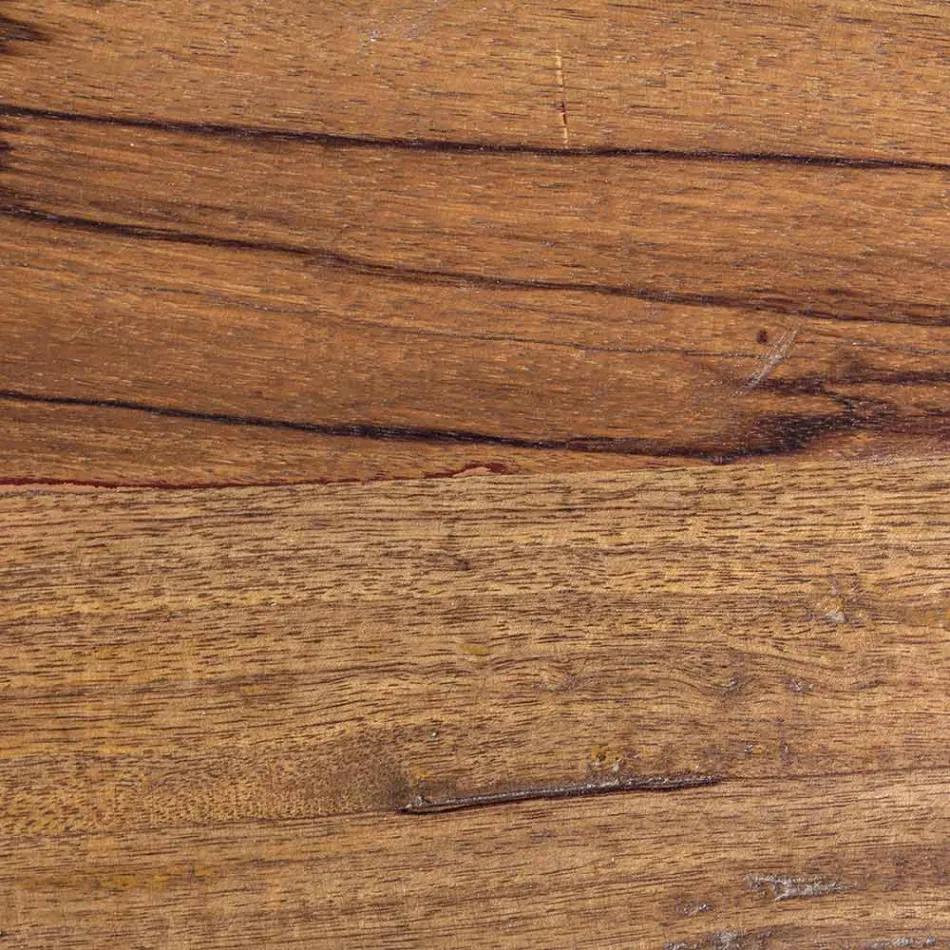 Ronde salontafel in wit of grijs gerecycled hout en staal - Genoveffa Viadurini