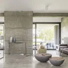 Ronde salontafel in wit of grijs gerecycled hout en staal - Genoveffa Viadurini