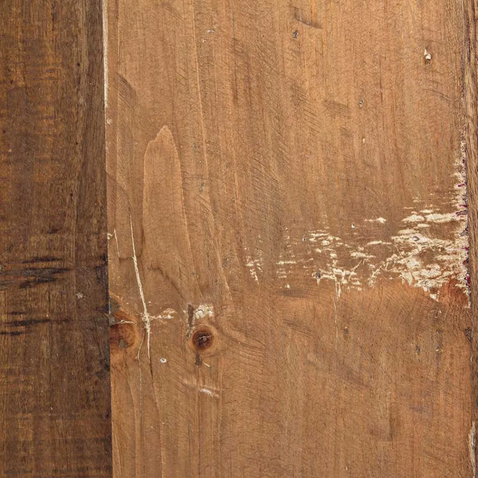 Ronde salontafel in wit of grijs gerecycled hout en staal - Genoveffa Viadurini