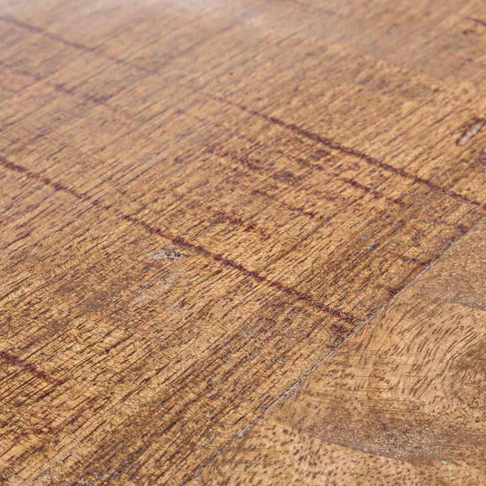 Ronde salontafel in wit of grijs gerecycled hout en staal - Genoveffa Viadurini