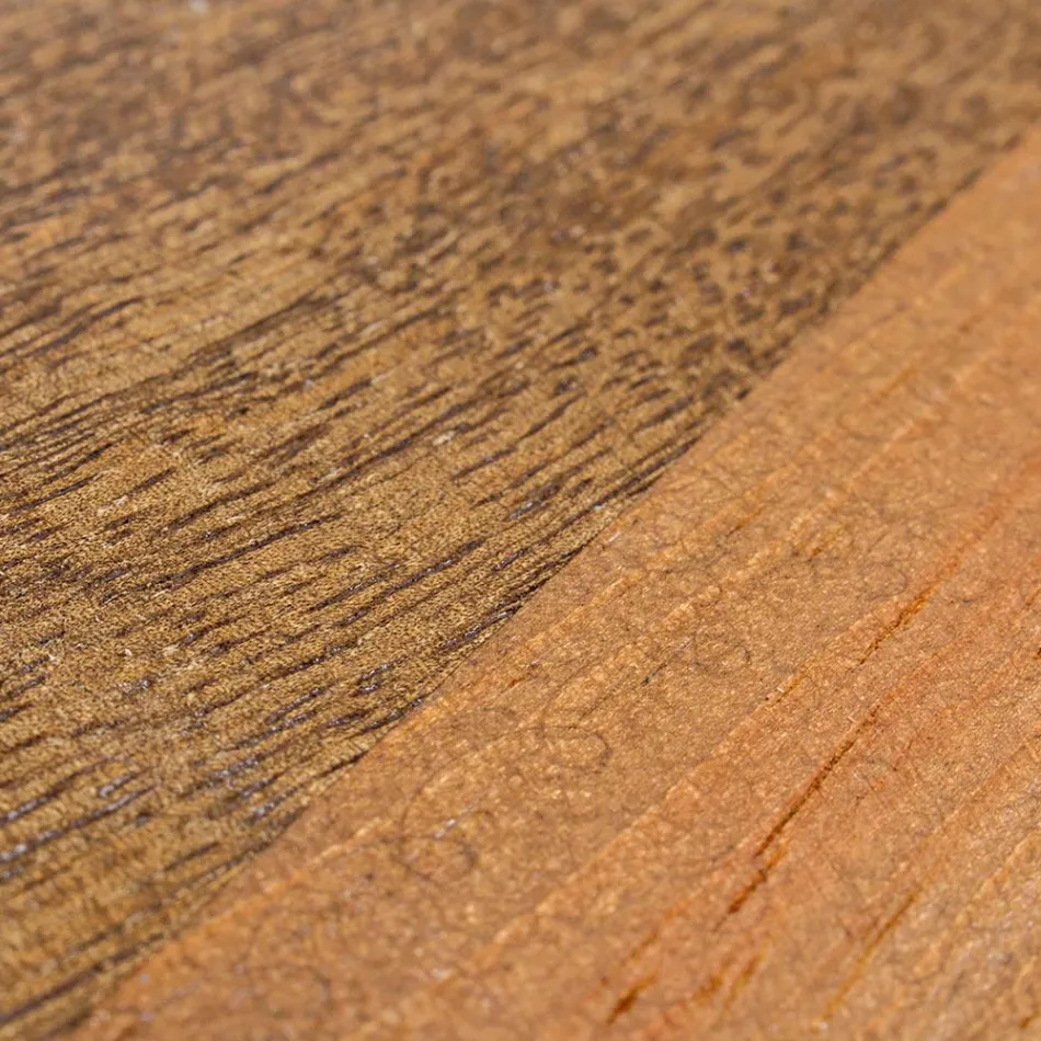 Ronde salontafel in wit of grijs gerecycled hout en staal - Genoveffa Viadurini