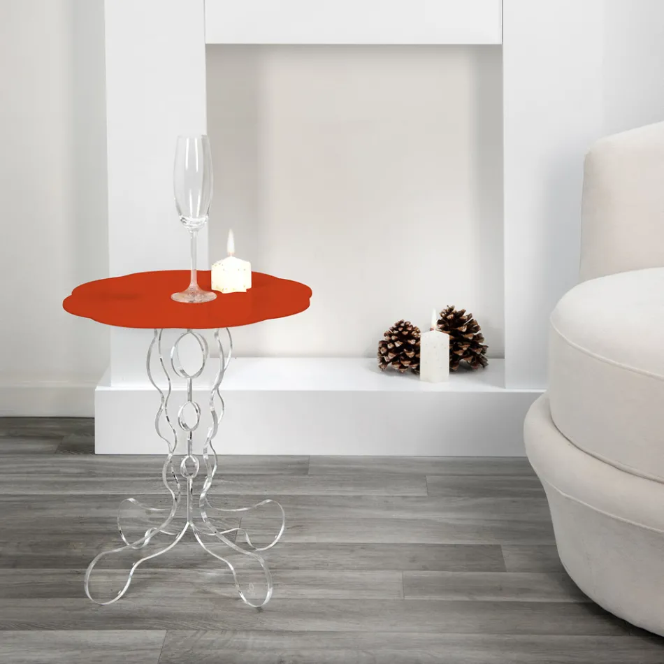 rode ronde tafel diameter 36 cm Janis modern design, made in Italy Viadurini