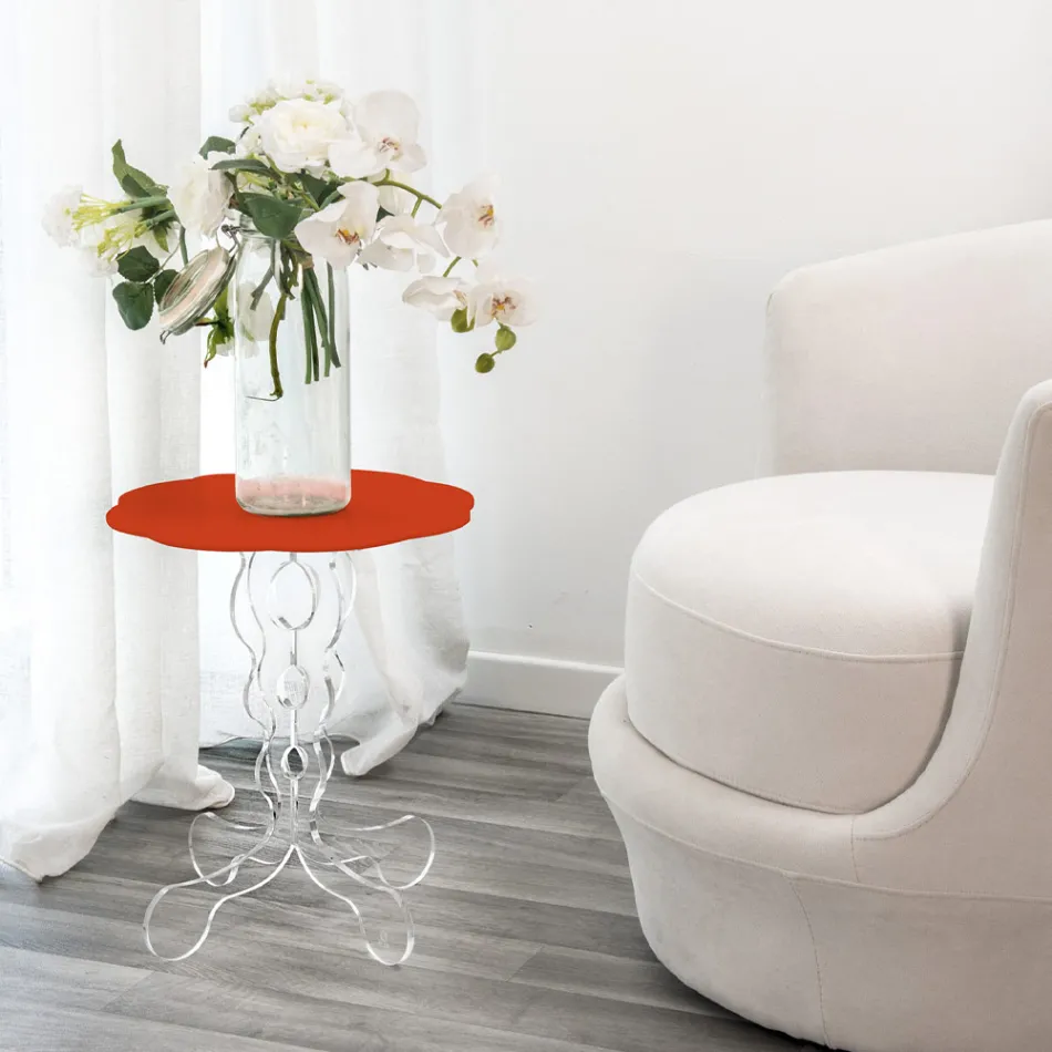 rode ronde tafel diameter 36 cm Janis modern design, made in Italy Viadurini