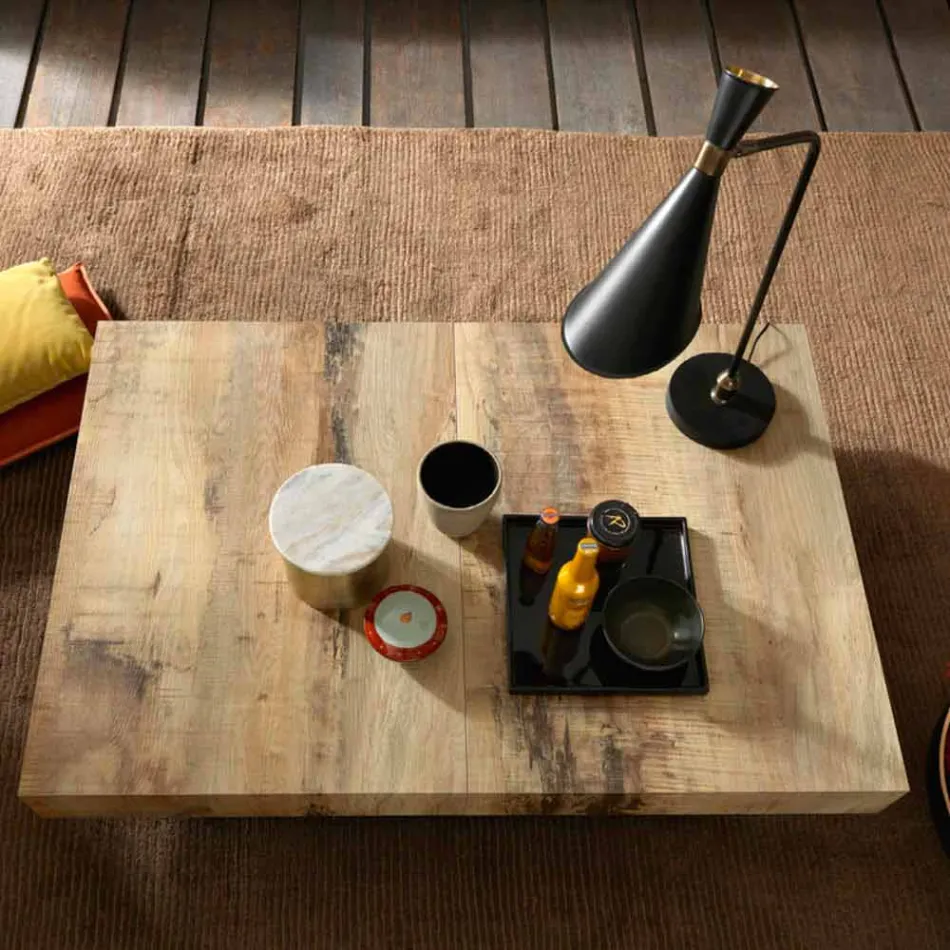 Transformeerbare design salontafel in hout en zwart metaal Made in Italy - Niverio Viadurini