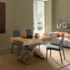 Transformeerbare design salontafel in hout en zwart metaal Made in Italy - Niverio Viadurini