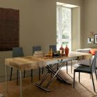 Transformeerbare design salontafel in hout en zwart metaal Made in Italy - Niverio Viadurini