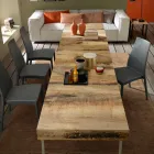 Transformeerbare design salontafel in hout en zwart metaal Made in Italy - Niverio Viadurini