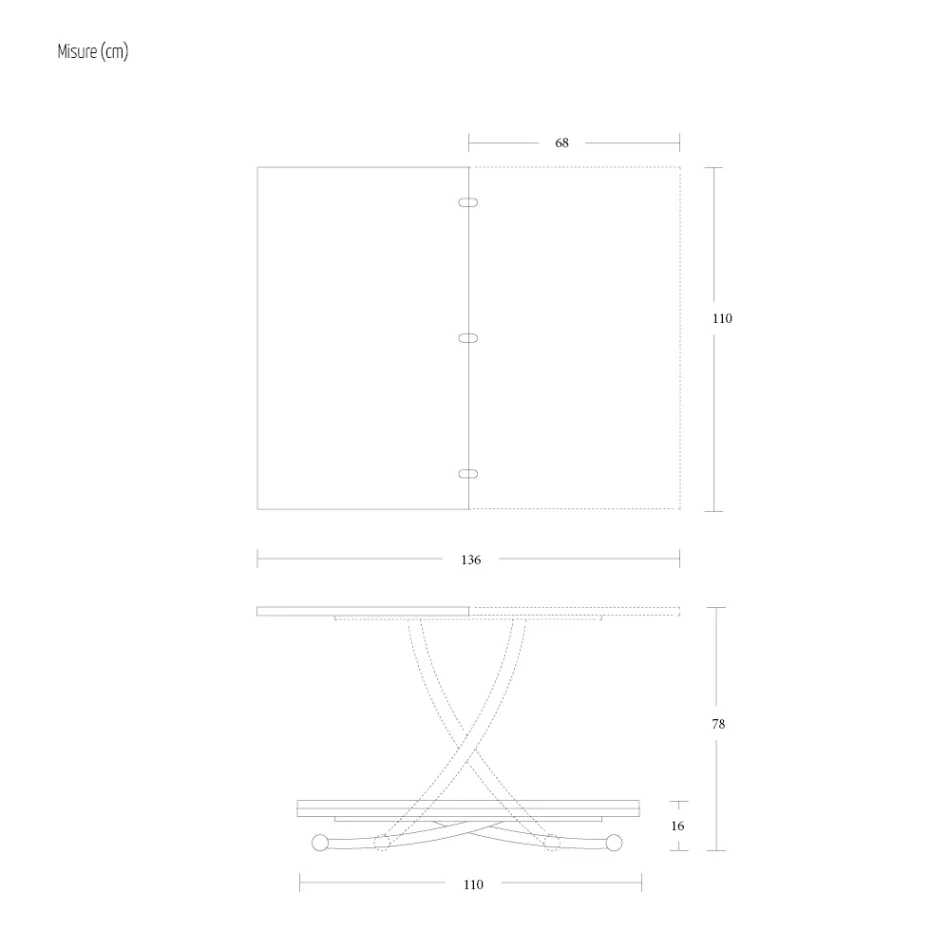 Transformeerbare salontafel in metaal en keramisch design Made in Italy - Saturn Viadurini