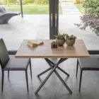 Salontafel om te bouwen tot eettafel Houten blad en metalen onderstel - Peach Viadurini