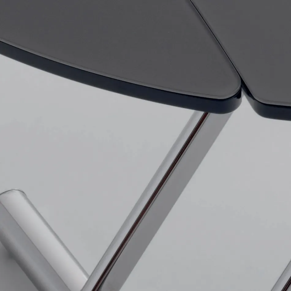 Transformeerbare salontafel in ronde eettafel van metaal en glas - Giordana Viadurini