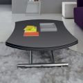 Transformeerbare salontafel in ronde eettafel van metaal en glas - Giordana