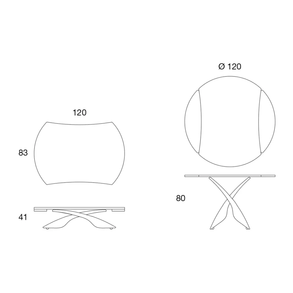 Transformeerbare salontafel in metaal en glazen woonkamertafel - Giordano Viadurini