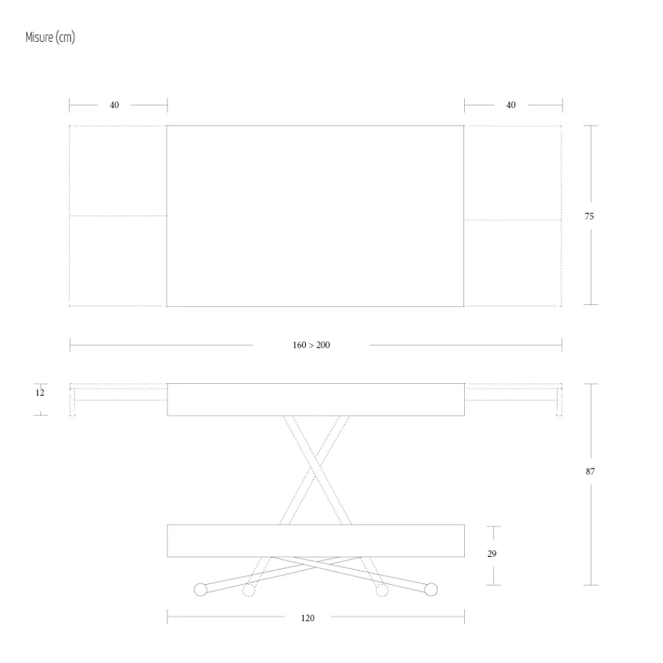 Transformeerbare salontafel in metaal en houten tafel Made in Italy - Polaris Viadurini