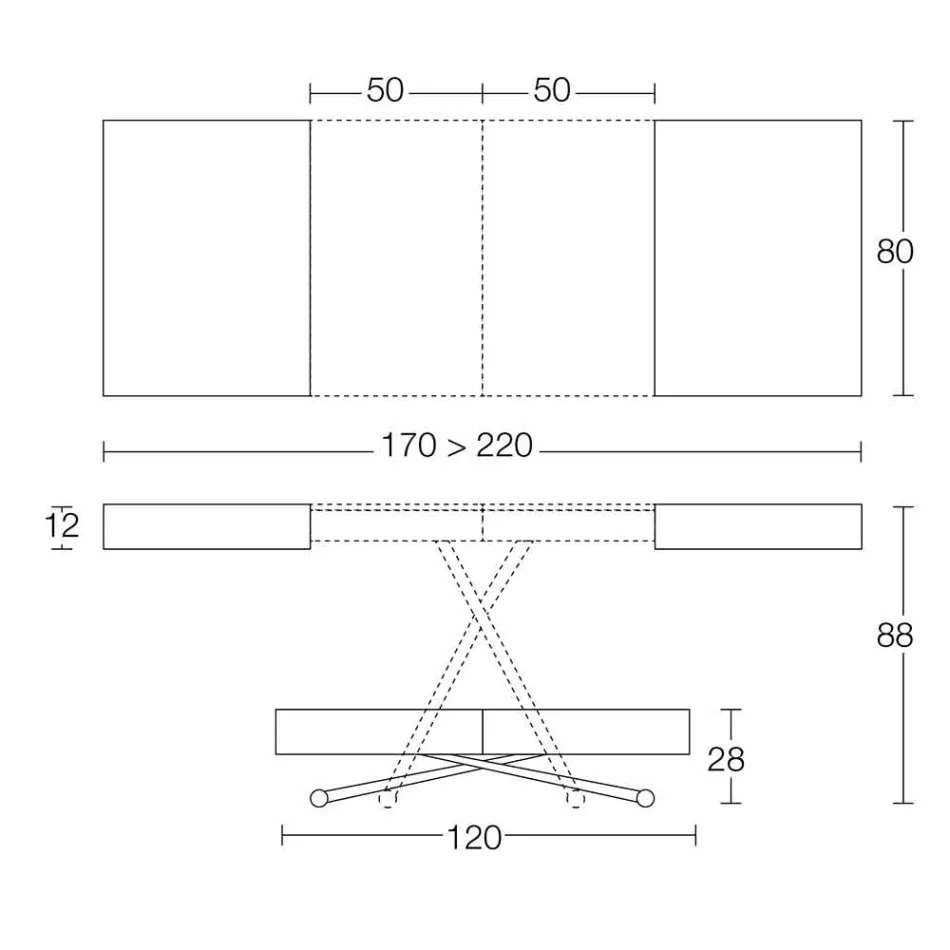 Moderne transformeerbare salontafel met blad in Malta-effect Made in Italy - Patroclus Viadurini