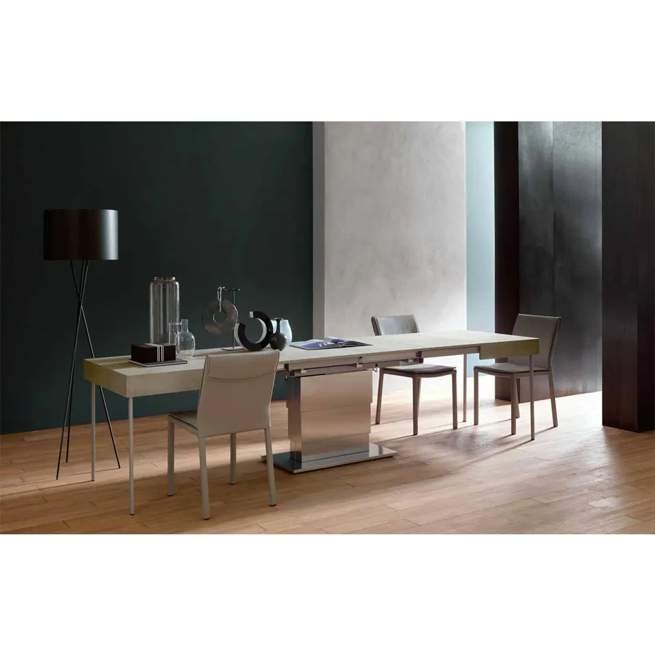 Moderne transformeerbare salontafel met blad met morteleffect Made in Italy - Salomon Viadurini