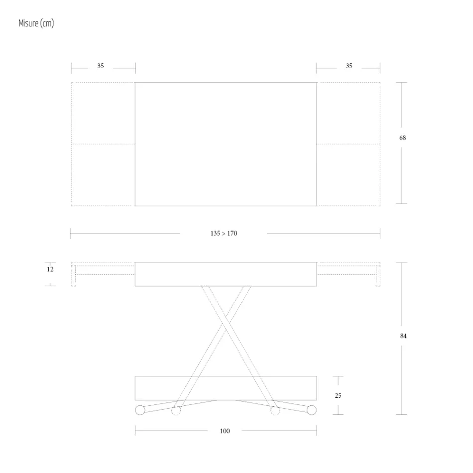 Moderne transformeerbare salontafel in metaal en hout Made in Italy - Universe Viadurini