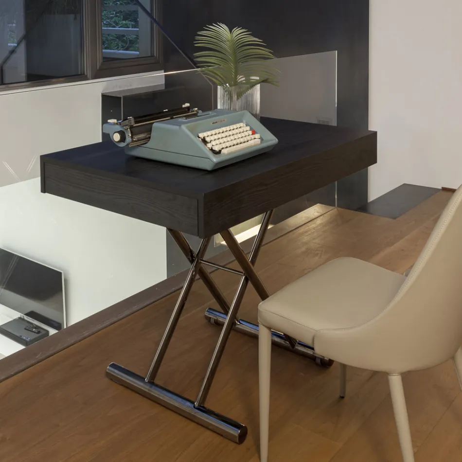 Moderne transformeerbare salontafel in metaal en hout Made in Italy - Universe Viadurini