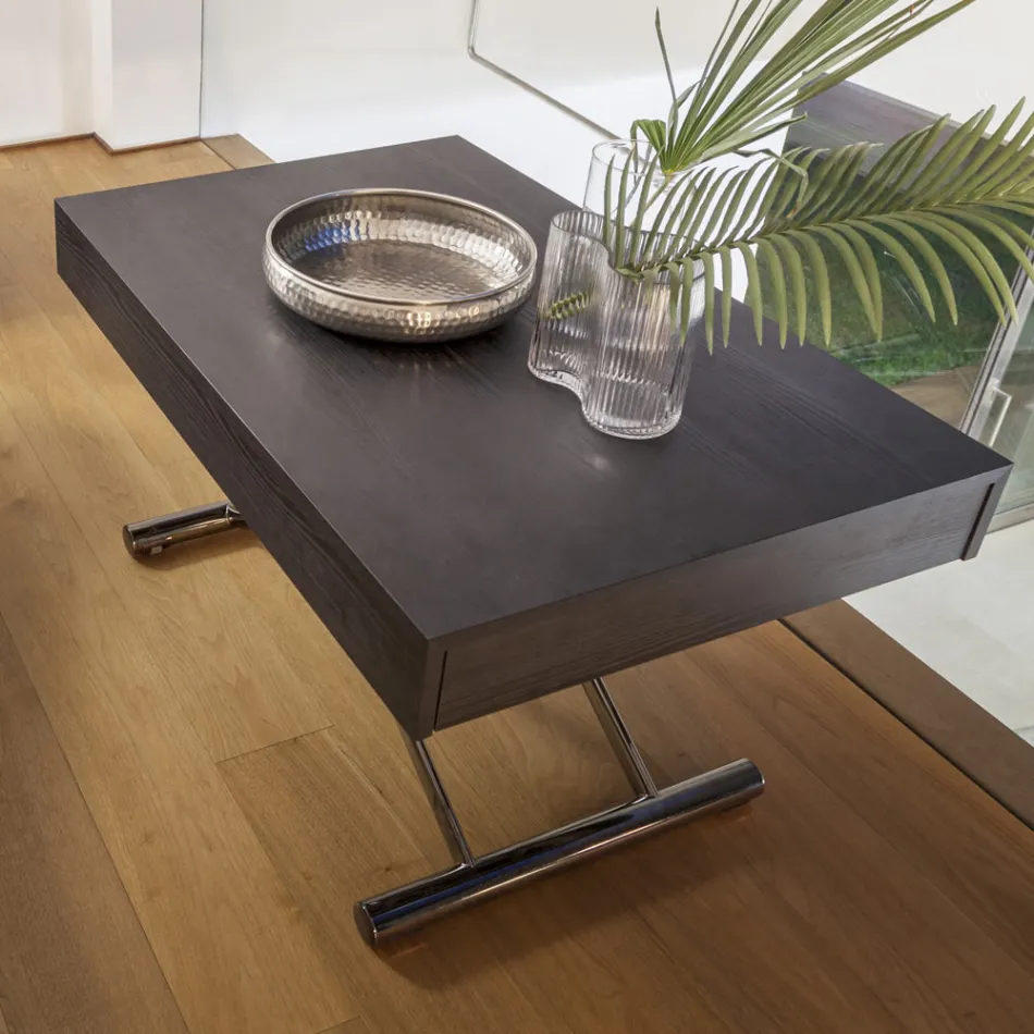 Moderne transformeerbare salontafel in metaal en hout Made in Italy - Universe Viadurini