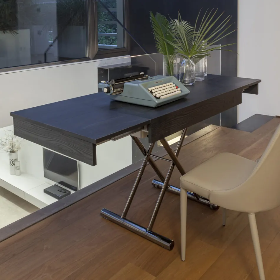 Moderne transformeerbare salontafel in metaal en hout Made in Italy - Universe Viadurini