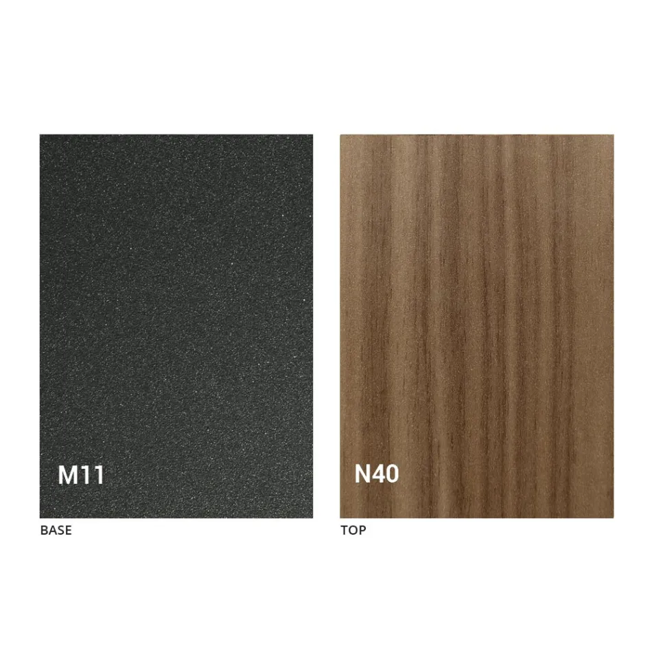 Moderne transformeerbare salontafel in grafietmetaal en houten blad - Sistocle Viadurini