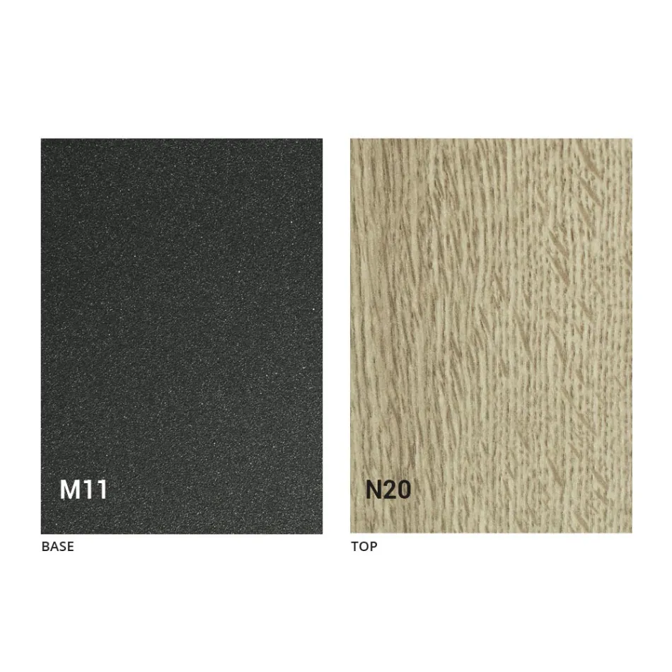 Moderne transformeerbare salontafel in grafietmetaal en houten blad - Sistocle Viadurini