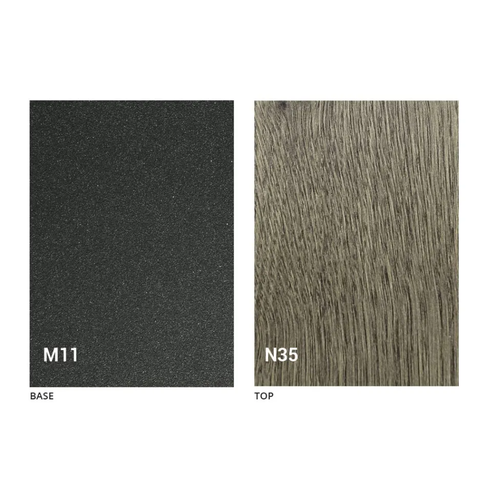 Moderne transformeerbare salontafel in grafietmetaal en houten blad - Sistocle Viadurini