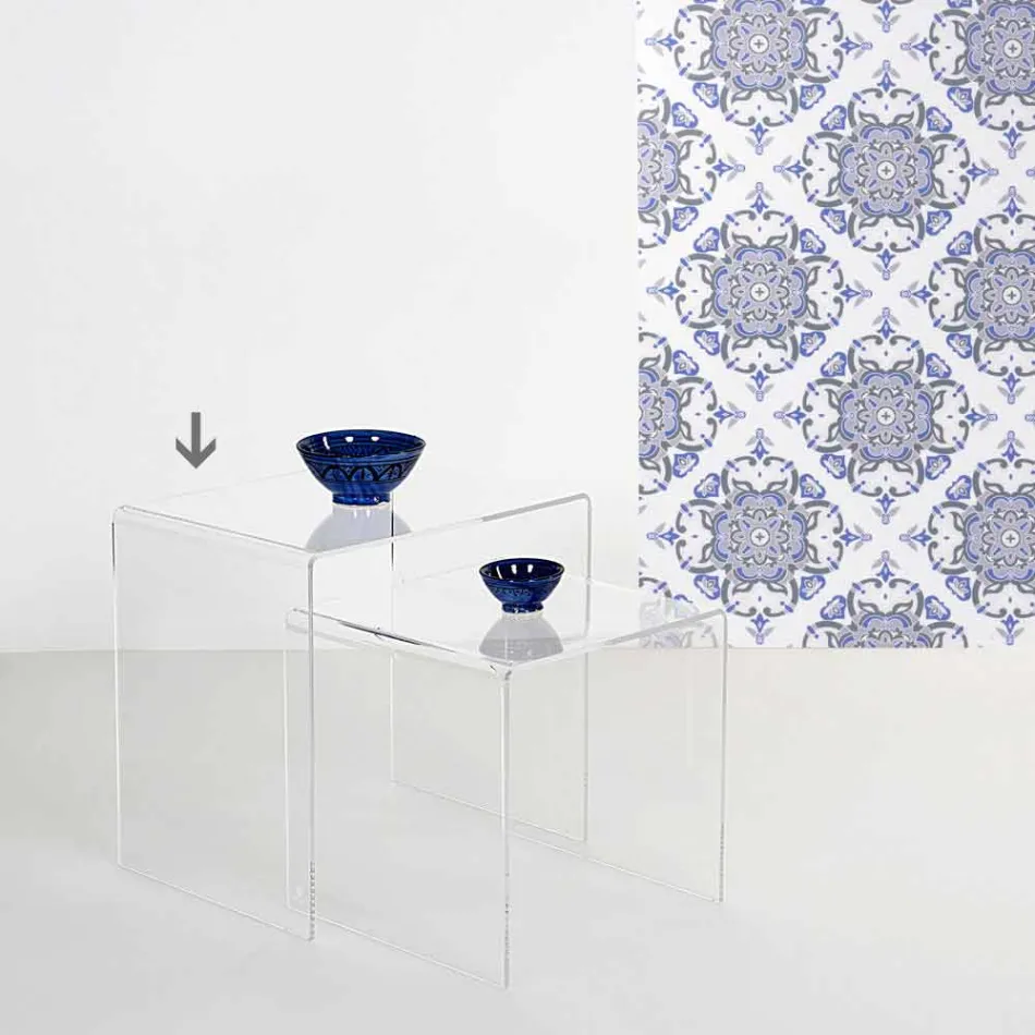 transparante modern design salontafel 50x50cm Big Terry, made in Italy Viadurini