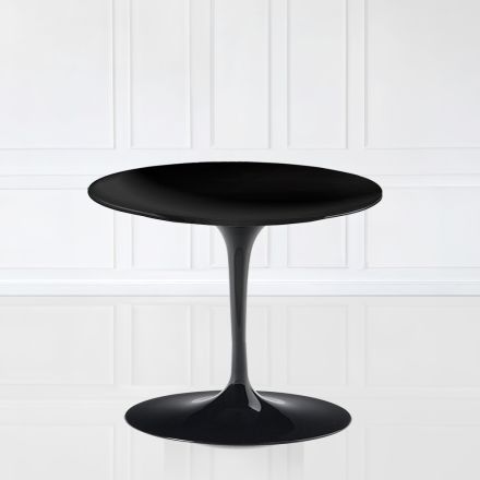Eero Saarinen Tulip salontafel H 39 met zwart vloeibaar laminaat blad Made in Italy - Scarlet Viadurini