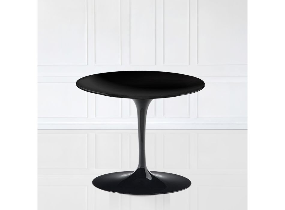 Eero Saarinen Tulip salontafel H 39 met zwart vloeibaar laminaat blad Made in Italy - Scarlet Viadurini