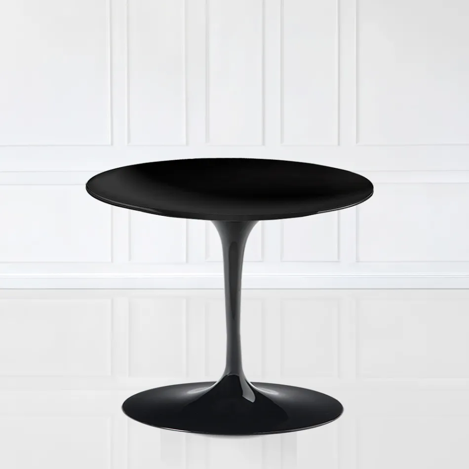 Eero Saarinen Tulip salontafel H 39 met zwart vloeibaar laminaat blad Made in Italy - Scarlet Viadurini