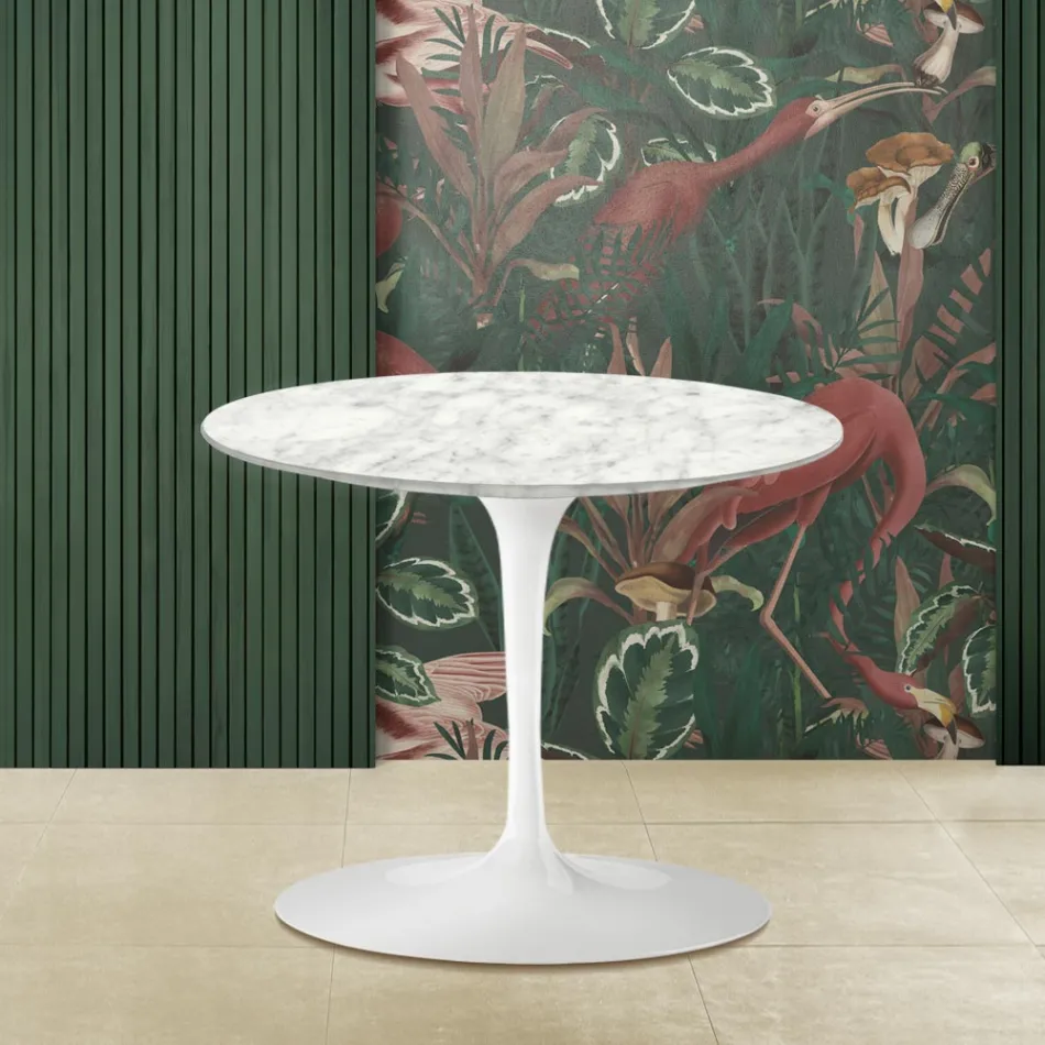 Tulip salontafel Eero Saarinen H 39 met Carrara marmeren blad Made in Italy - Scarlet Viadurini