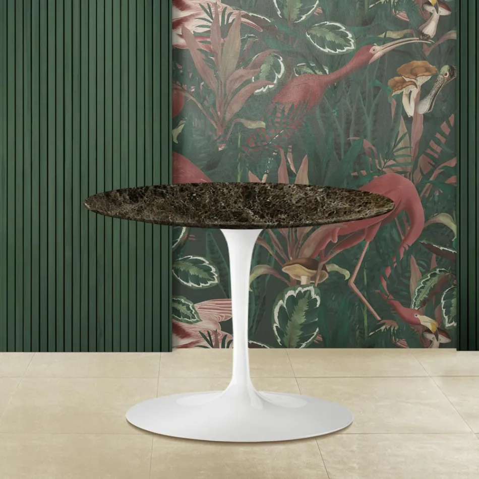 Tulip Salontafel Eero Saarinen H 39 met ovaal blad in Emperador Dark Marble Viadurini