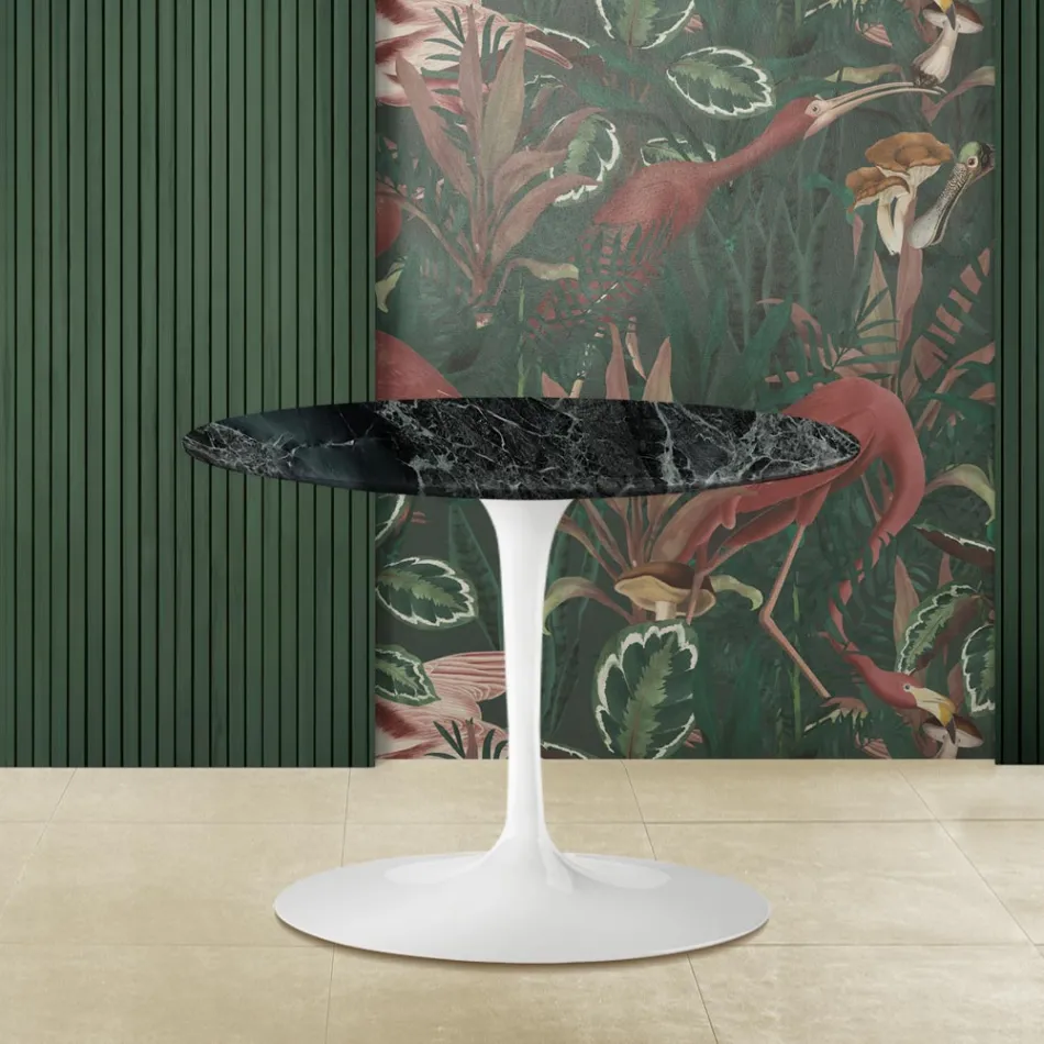 Tulip Salontafel Eero Saarinen H 39 met ovaal blad in groen Alpi-marmer - Scarlet Viadurini