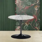 Tulip Salontafel Eero Saarinen H 39 met rond blad in Arabescato-marmer Viadurini