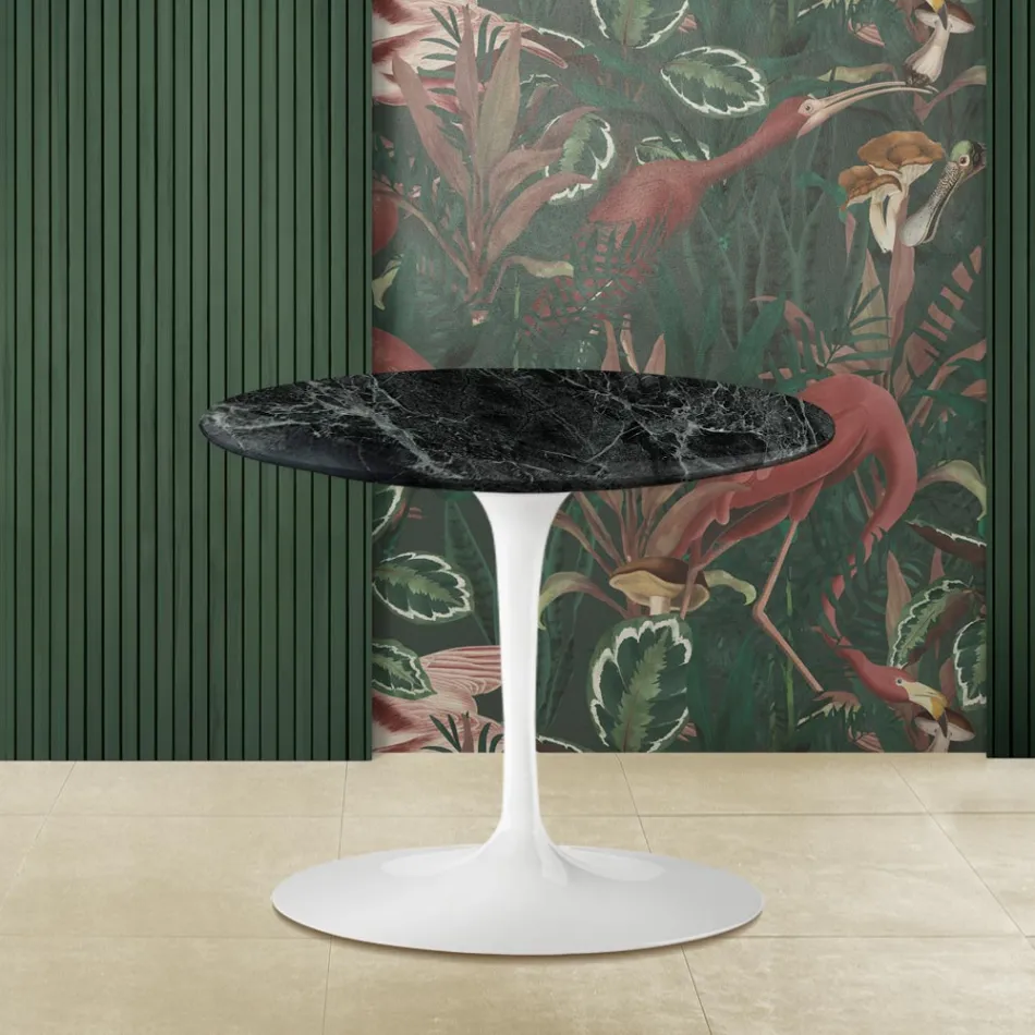 Tulip Salontafel Eero Saarinen H 39 met rond blad in groen Alpi-marmer Viadurini