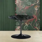 Tulip Salontafel Eero Saarinen H 39 met rond blad in groen Alpi-marmer Viadurini
