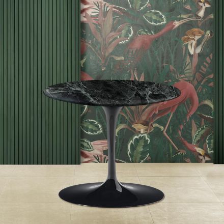 Tulip Salontafel Eero Saarinen H 39 met rond blad in groen Alpi-marmer Viadurini