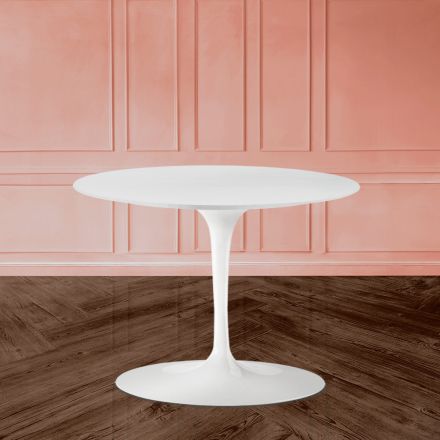 Tulip Salontafel Eero Saarinen H 39 Ovaal in wit vloeibaar laminaat Made in Italy - Scarlet Viadurini