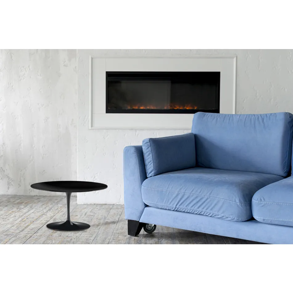 Tulip salontafel Eero Saarinen H 39 ovaal in zwart vloeibaar laminaat Made in Italy - Scarlet Viadurini