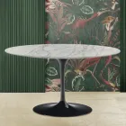 Tulip Salontafel Eero Saarinen H 41 met ovaal blad in Carrara Statuarietto-marmer Viadurini