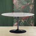 Tulip Eero Saarinen H 41 salontafel met ovaal blad in Carrara-marmer Statuarietto - Scarlet